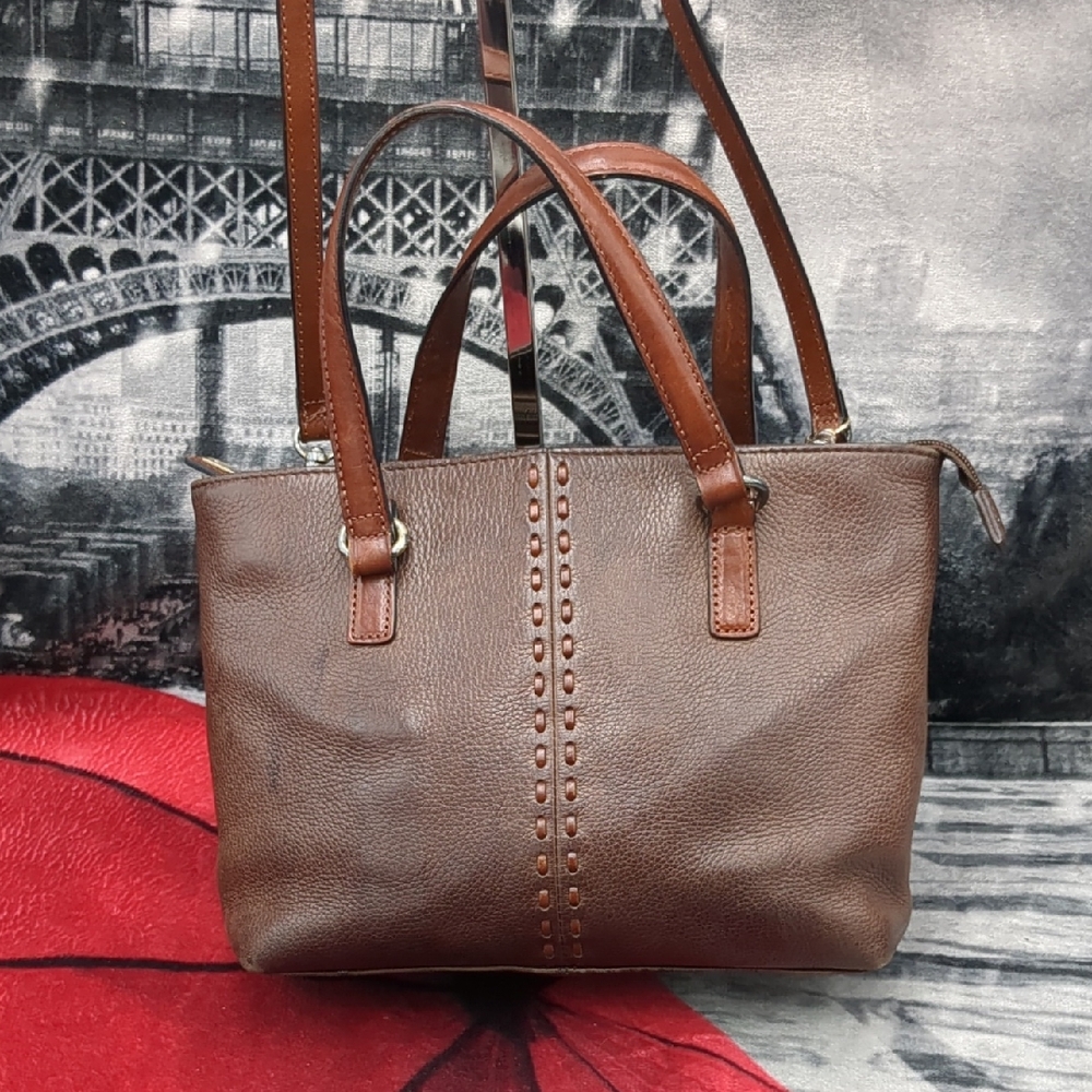 Fossil Brown Leather Tote Bag